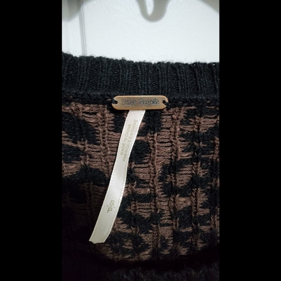 Free People leopard cheetah brown black sweater oversized small medium large - Picture 2 of 4